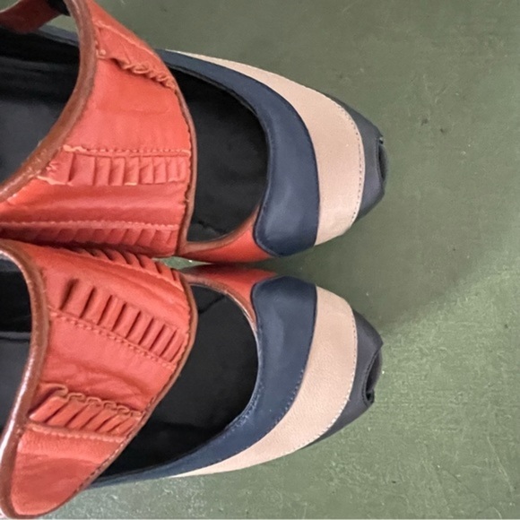 Kron by Kronkron Platform Multi Color Patchwork Peep Toe Mary Jane Heels *Spain* - Picture 4 of 14